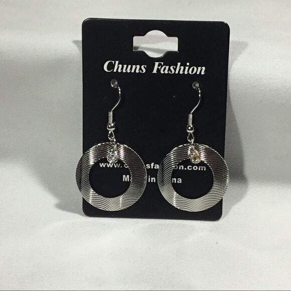 Textured Circle Dangle Earrings (UC3) - Picture 1 of 4